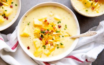 bowl with instant pot potato soup