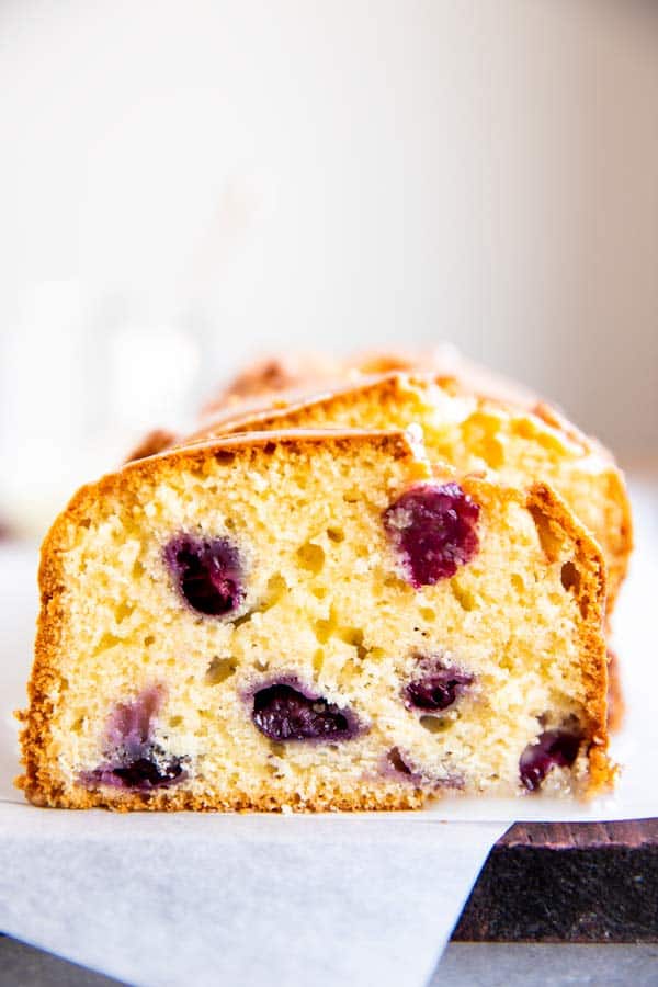 slice of lemon blueberry bread