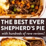 photo collage of shepherd's pie with text overlay