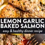 Lemon Garlic Butter Baked Salmon Pin 1