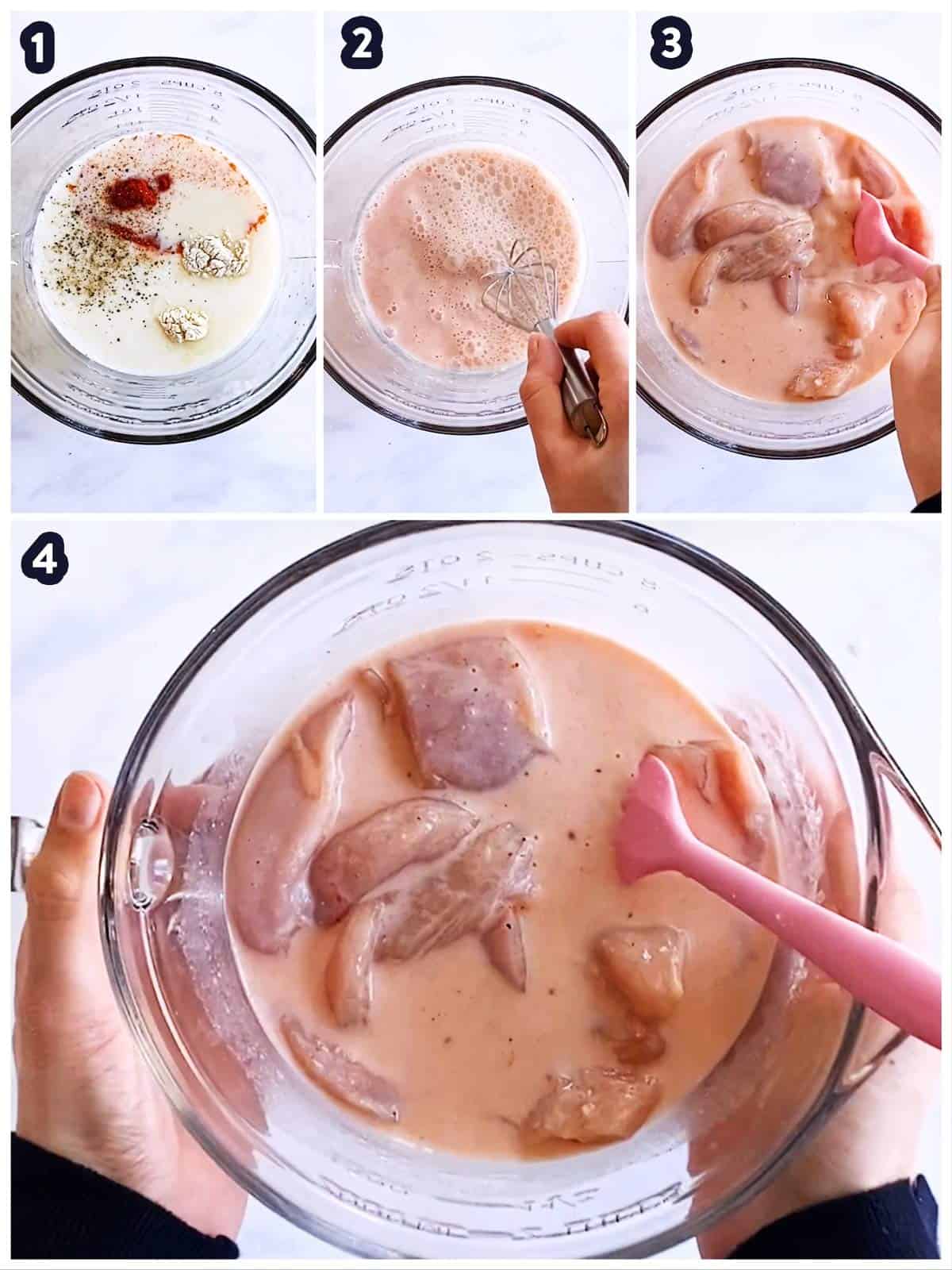 collage to show how to marinate chicken in buttermilk