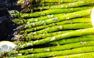 sheet pan with roasted asparagus