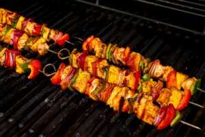 chicken kabobs on grill
