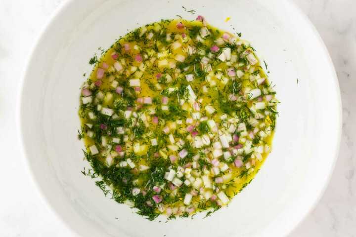 potato salad dressing in bowl