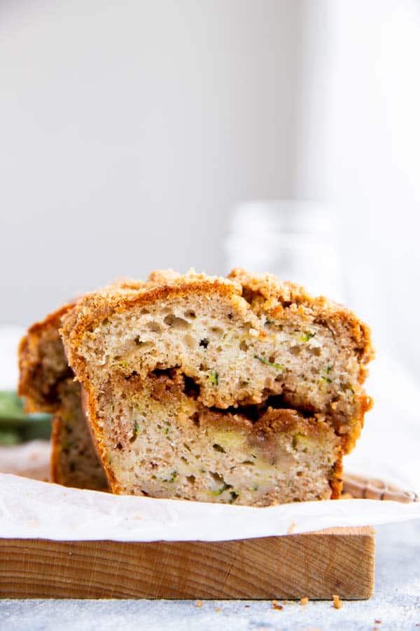 slice of cinnamon swirl zucchini bread