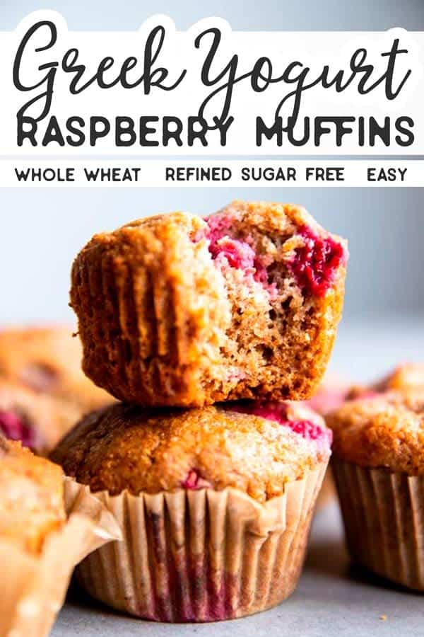 Greek yogurt Raspberry Muffins Pin 1