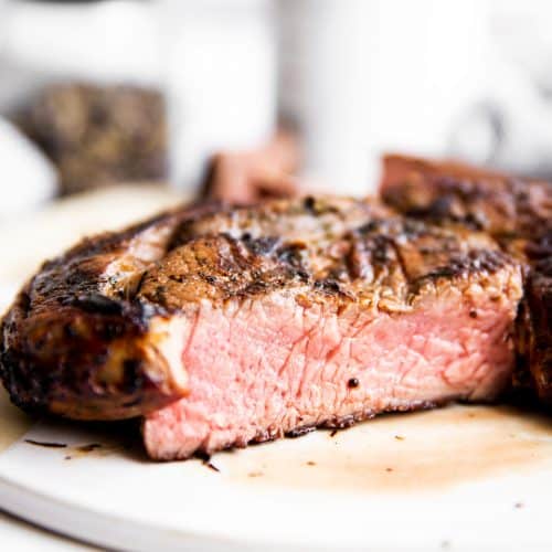close up of sliced open steak