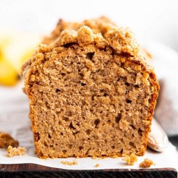 close up photo of a sliced banana bread