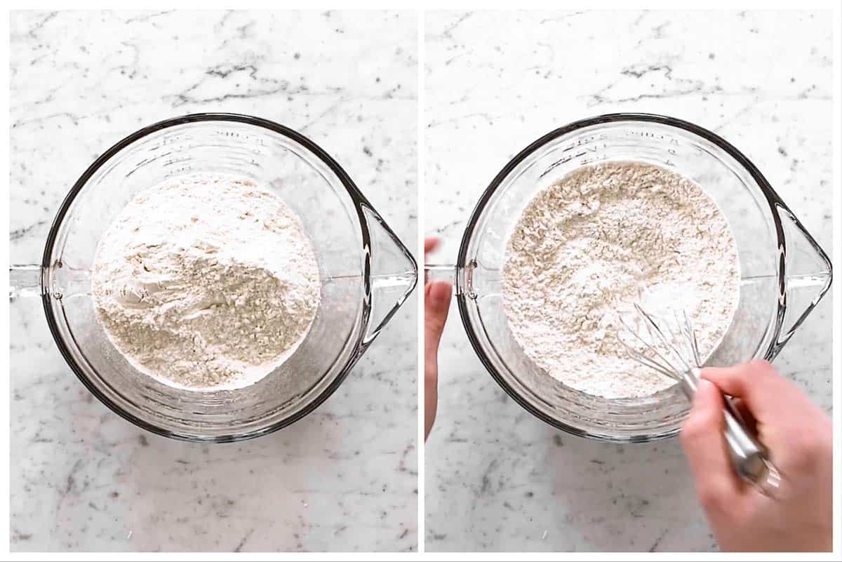 glass bowl with flour and salt