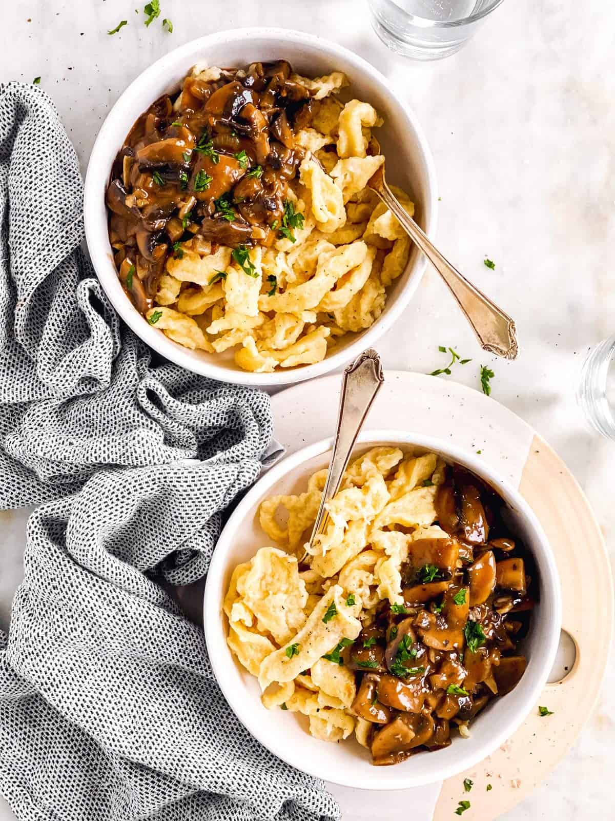 German Spaetzle with Mushroom Sauce - Jägerspätzle