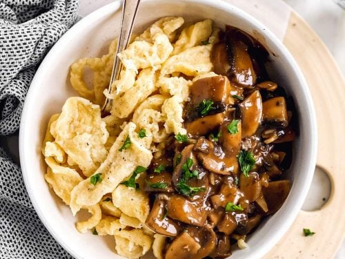 German Spaetzle with Mushroom Sauce - Jägerspätzle