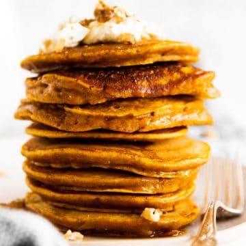 stack of pumpkin pancakes