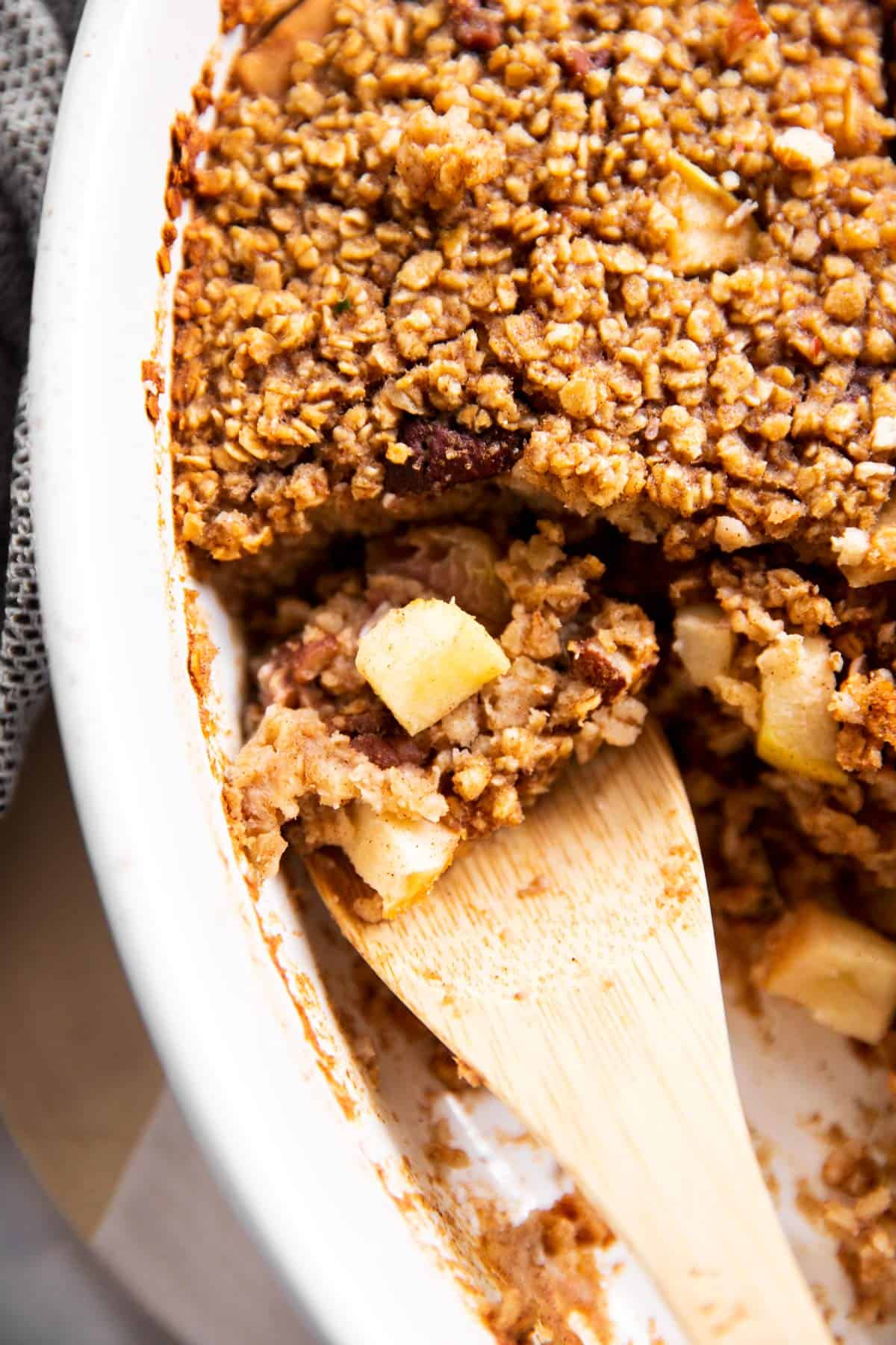  close up of apple baked oatmeal