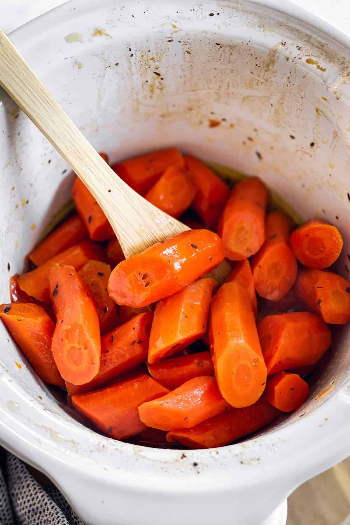 close up photo of carrots in slow cooker
