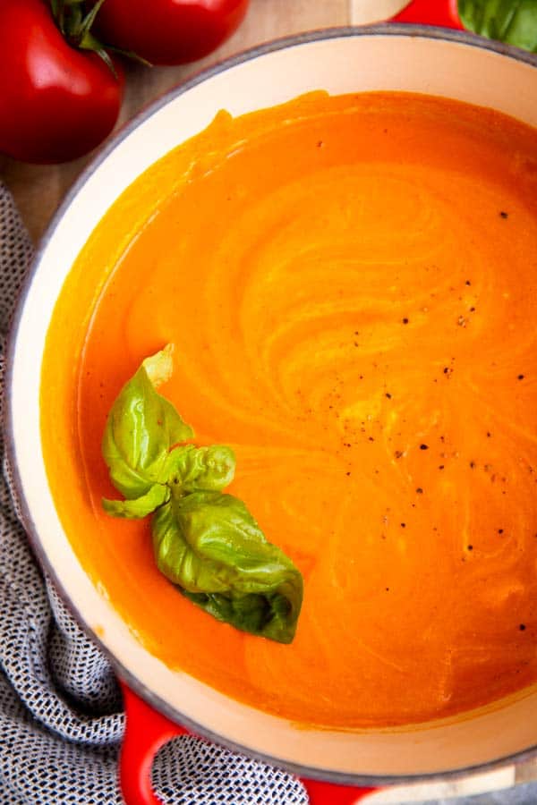 Easy Sheet Pan Tomato Soup with Basil - She Likes Food