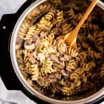 instant pot on the table with stroganoff