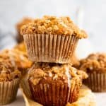 stack of pumpkin crumb muffins