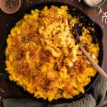 butternut squash Mac and cheese in the skillet to be served