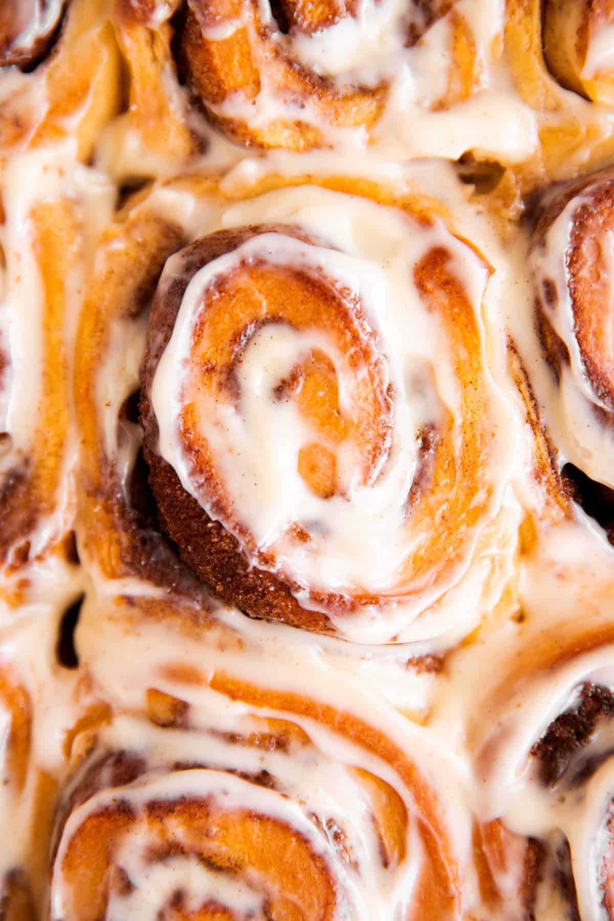 close up of homemade cinnamon rolls