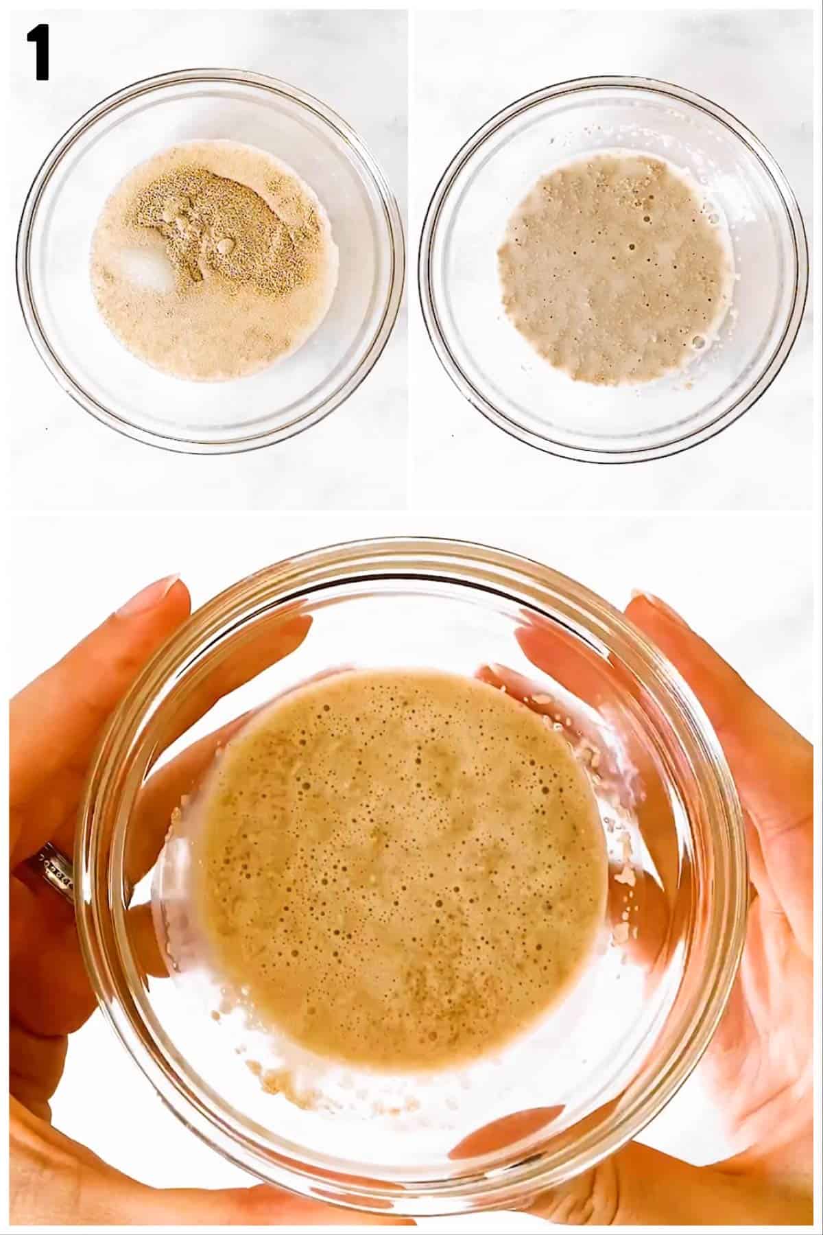 photo collage to show how to activate yeast