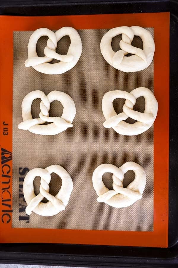 shaped soft pretzels before the second proof