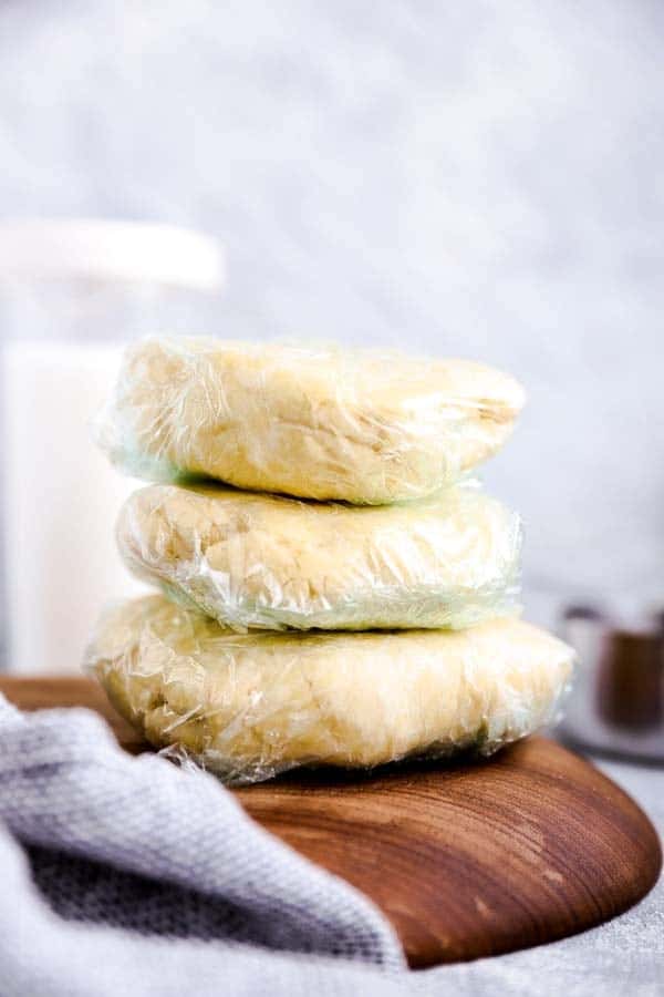 stack of homemade pie crust discs