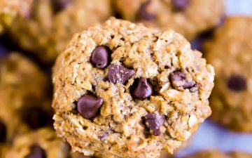 Pumpkin Chocolate Chip Oatmeal Cookies on a table from above