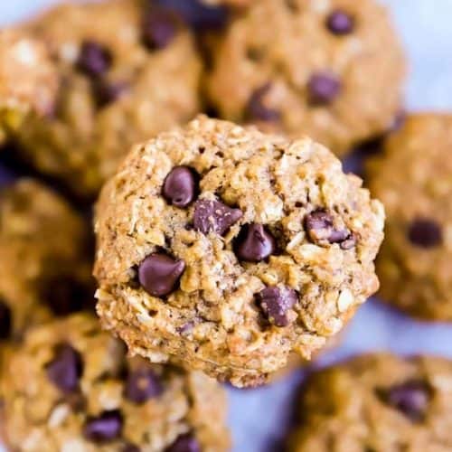 Pumpkin Chocolate Chip Oatmeal Cookies on a table from above