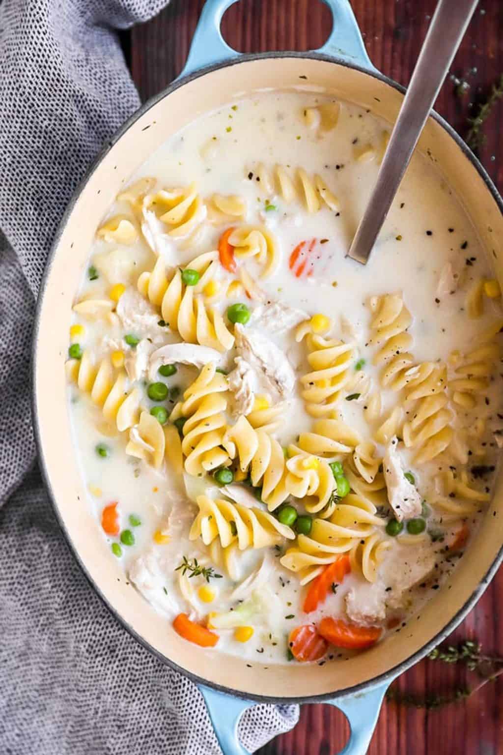 Easy Creamy Chicken Noodle Soup Recipe - Savory Nothings