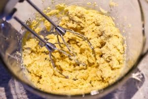 beater attachments in a bowl of cookie dough