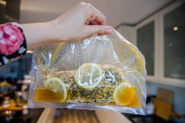 sous vide cooked turkey breast in a bag