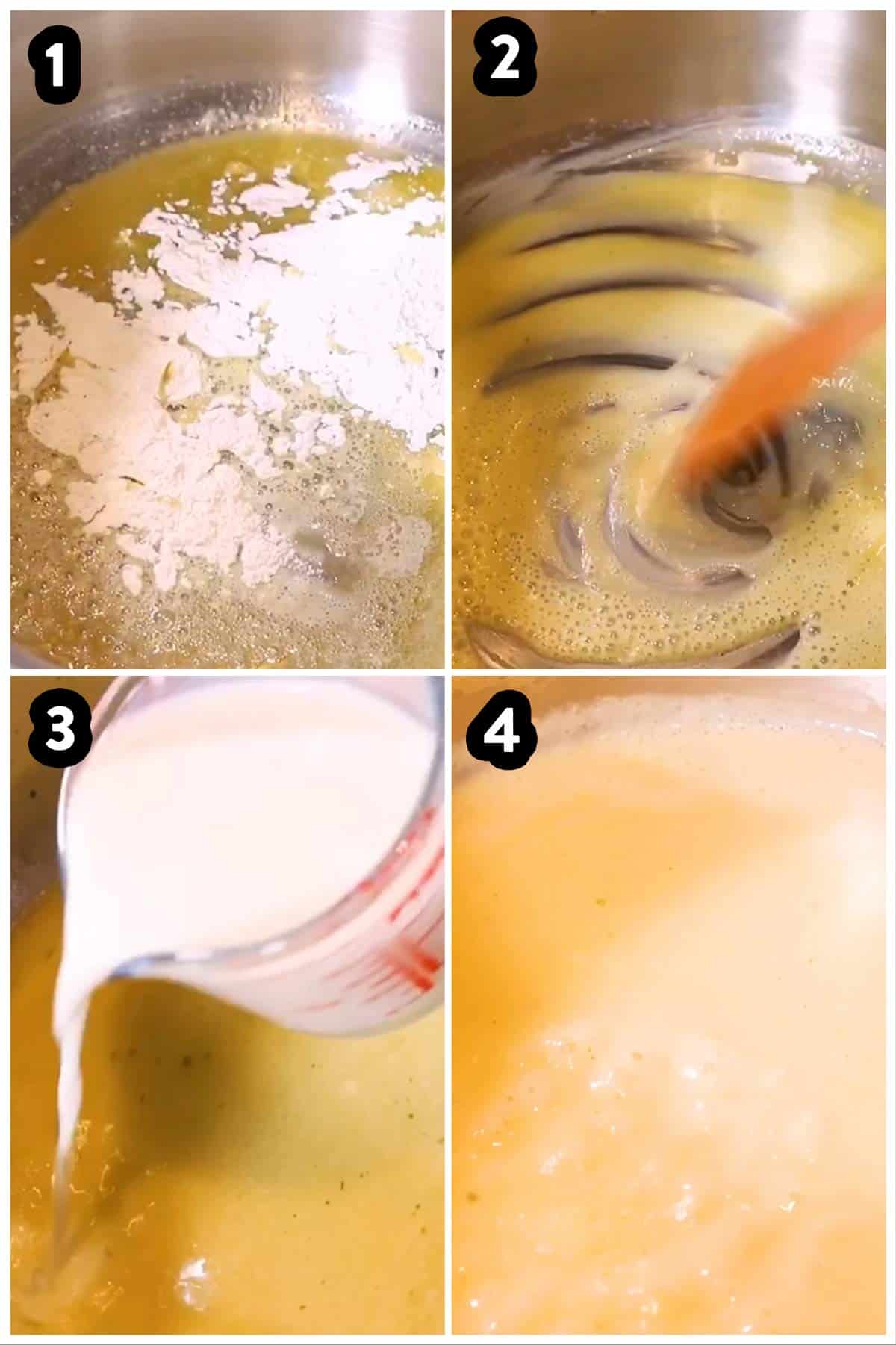 steps to show making a béchamel sauce