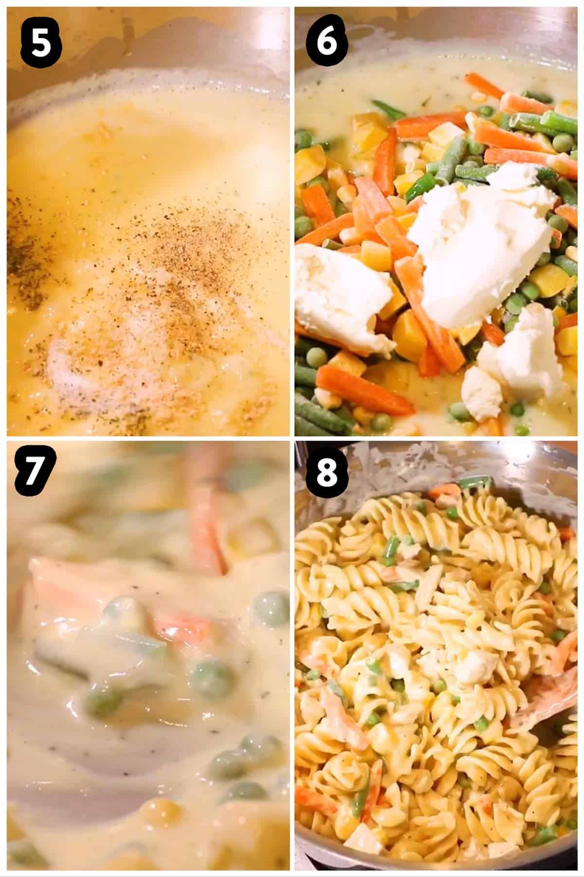 collage of photos to show preparing turkey and noodles