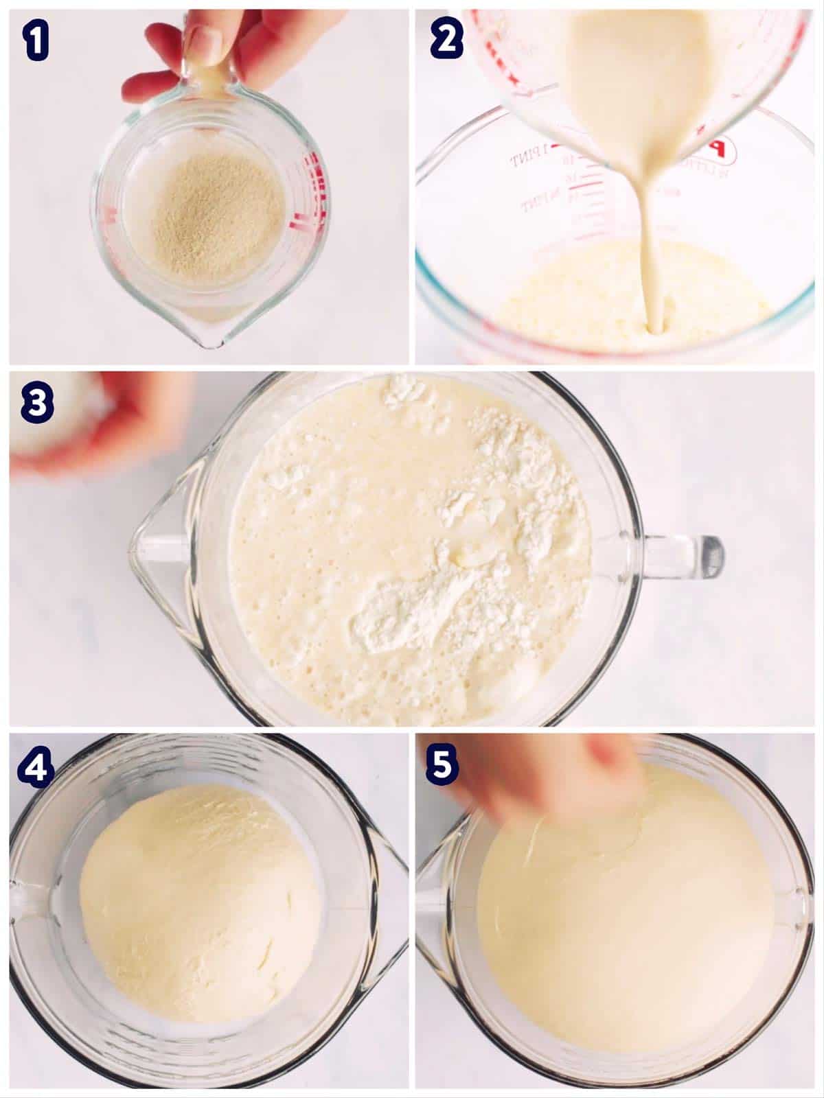 collage to show steps of making dinner roll dough