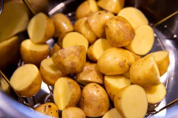 raw baby potatoes in an instant pot