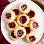 white plate with thumbprint cookies