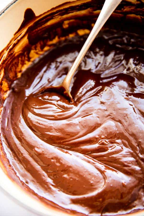 close up view of a pot of ganache