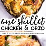 Mushroom Orzo and Chicken Skillet Image Pin