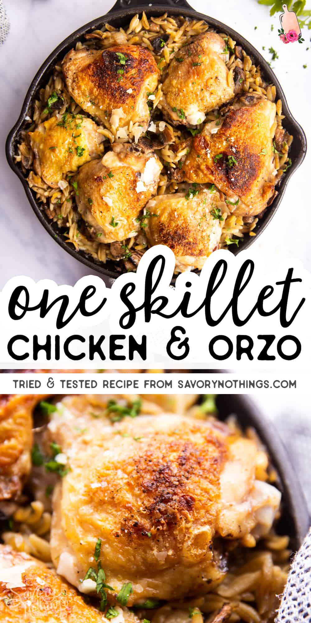 Mushroom Orzo and Chicken Skillet Recipe