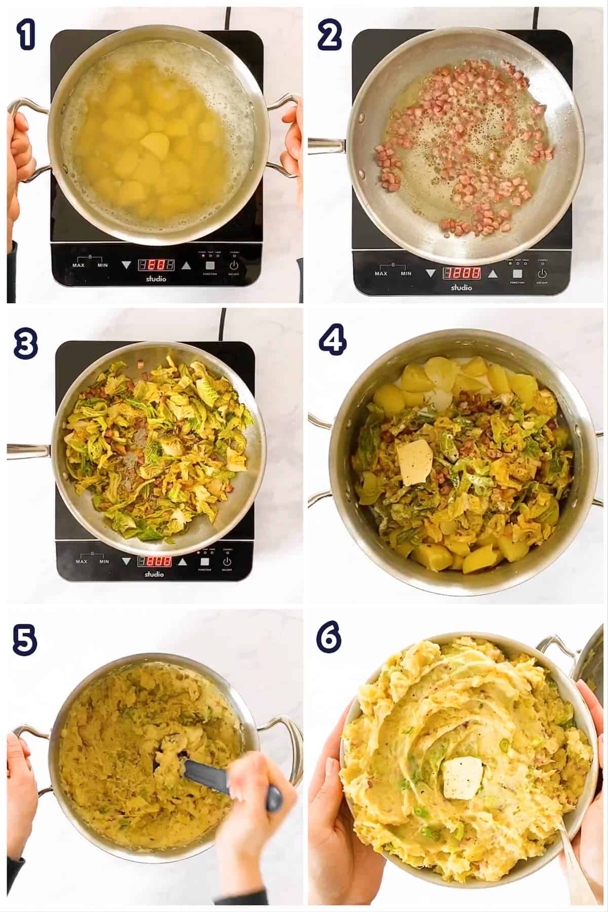 photo collage to show how to make colcannon