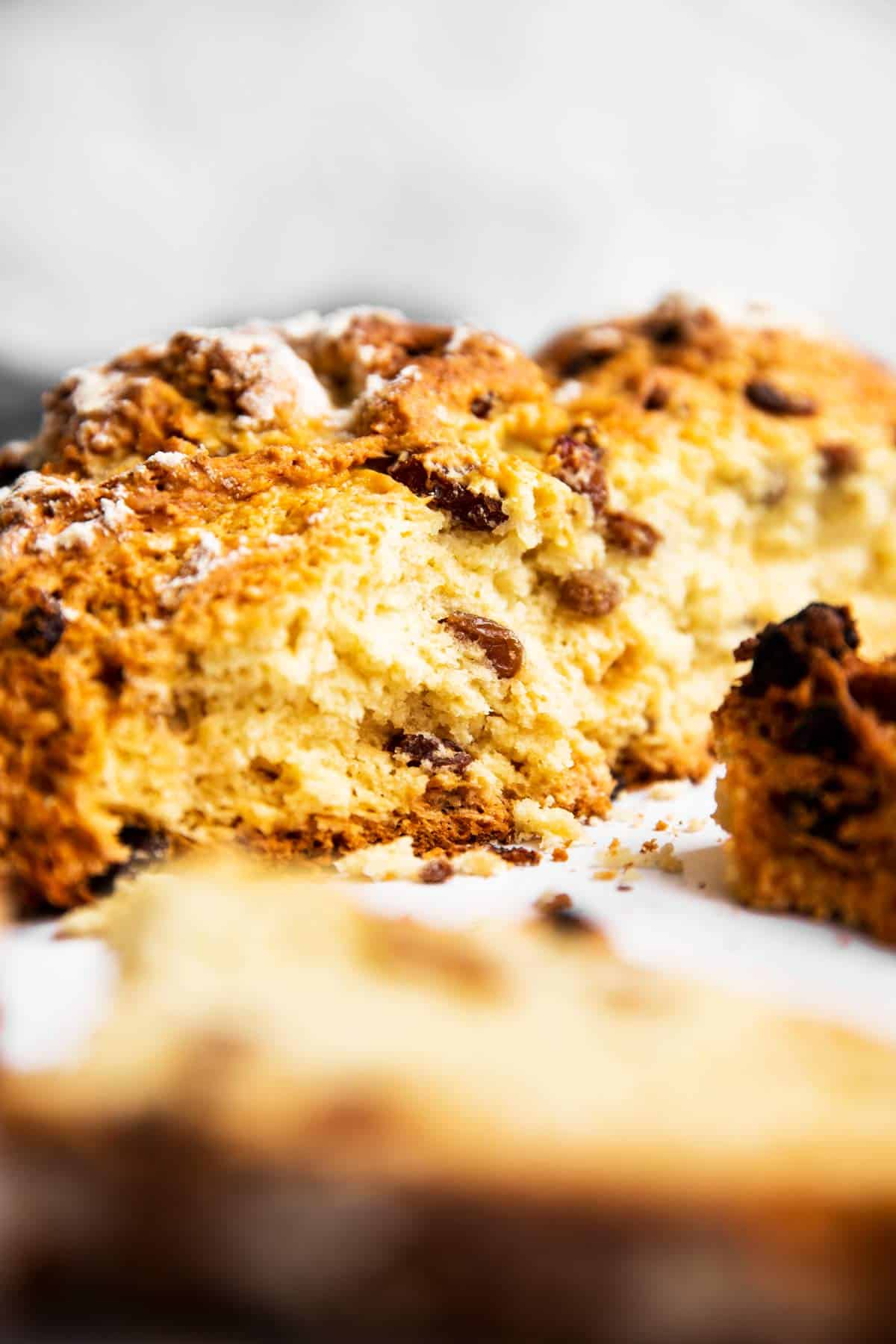 close up photo of inside of Irish soda bread