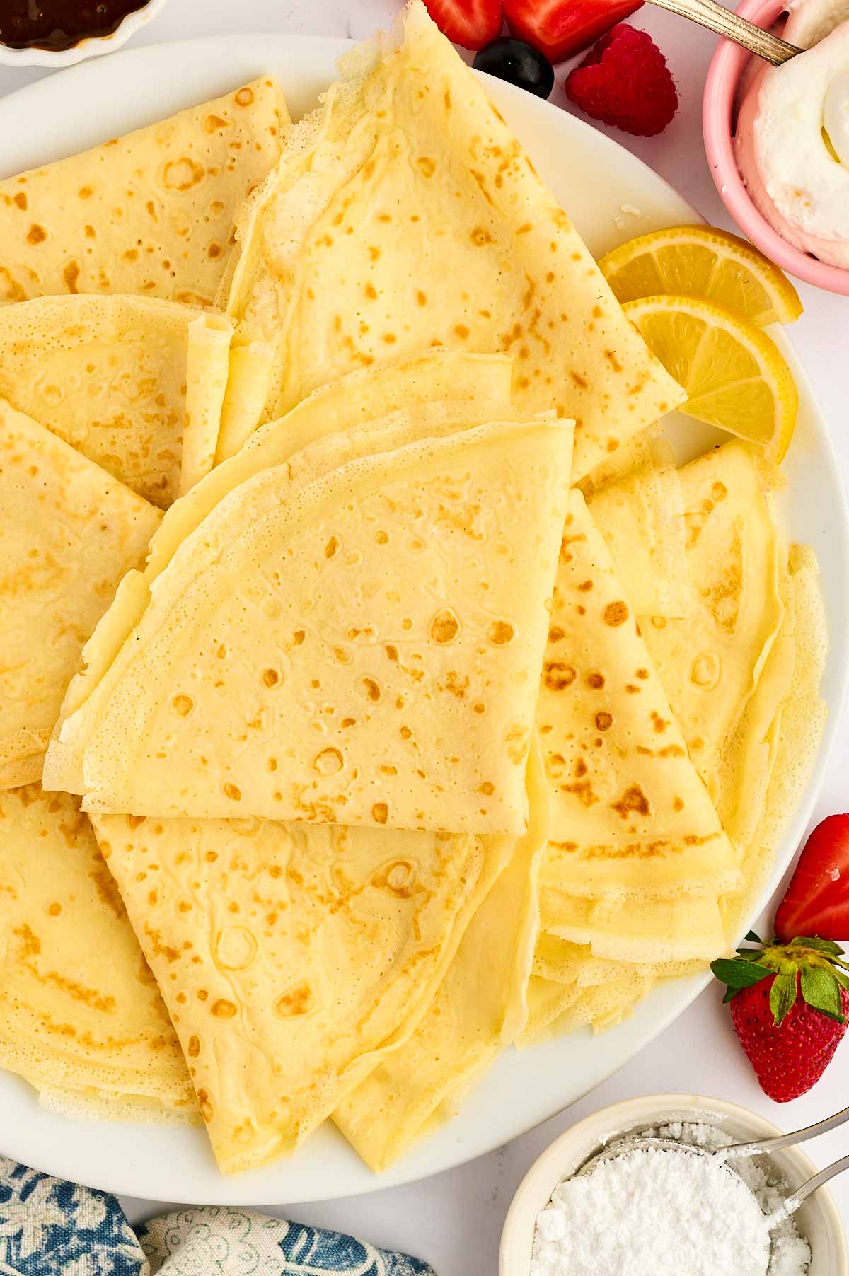 Platter with folded Crêpes.
