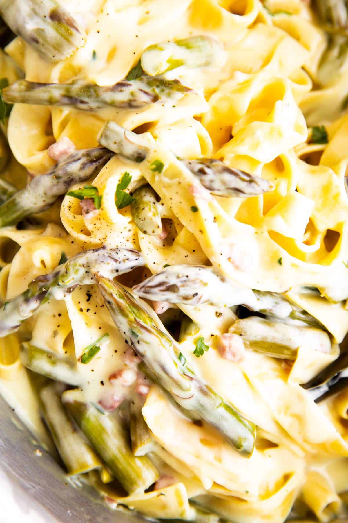 close up photo of asparagus pasta