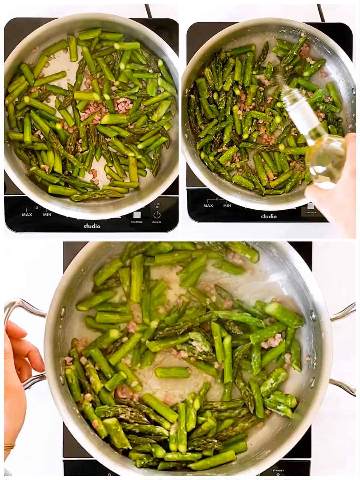 photo collage to show how to sauté asparagus