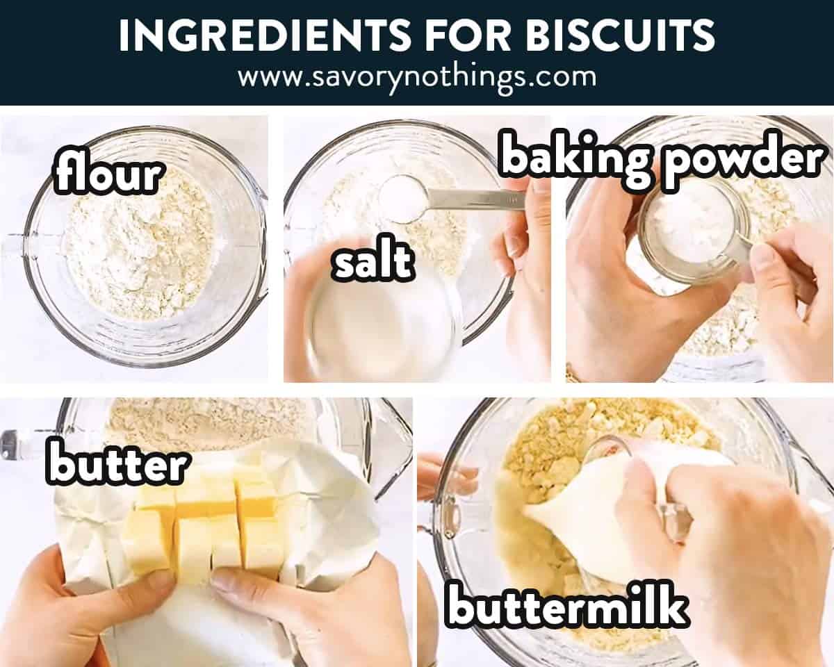 photo collage of biscuit ingredients