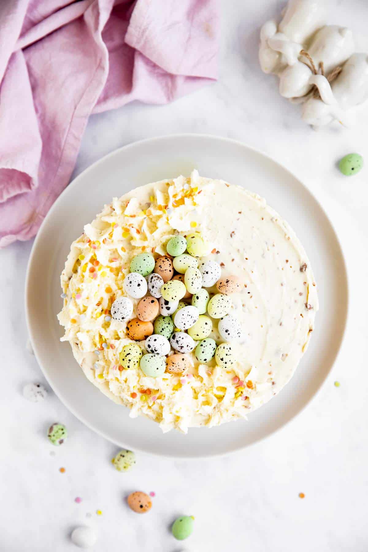 top down view on Easter cheesecake