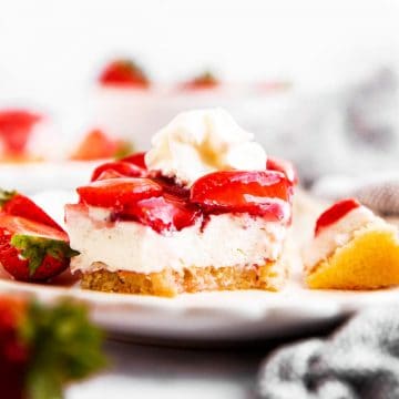 slice of strawberry cake on a plate