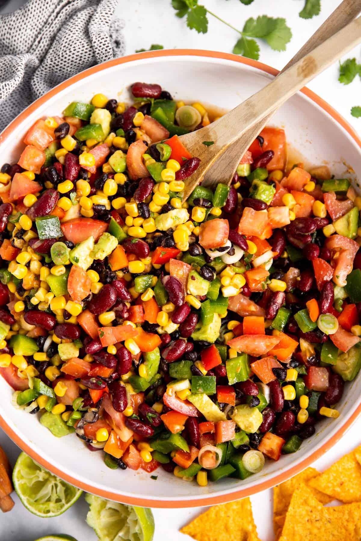 close up photo of bowl with Mexican salad