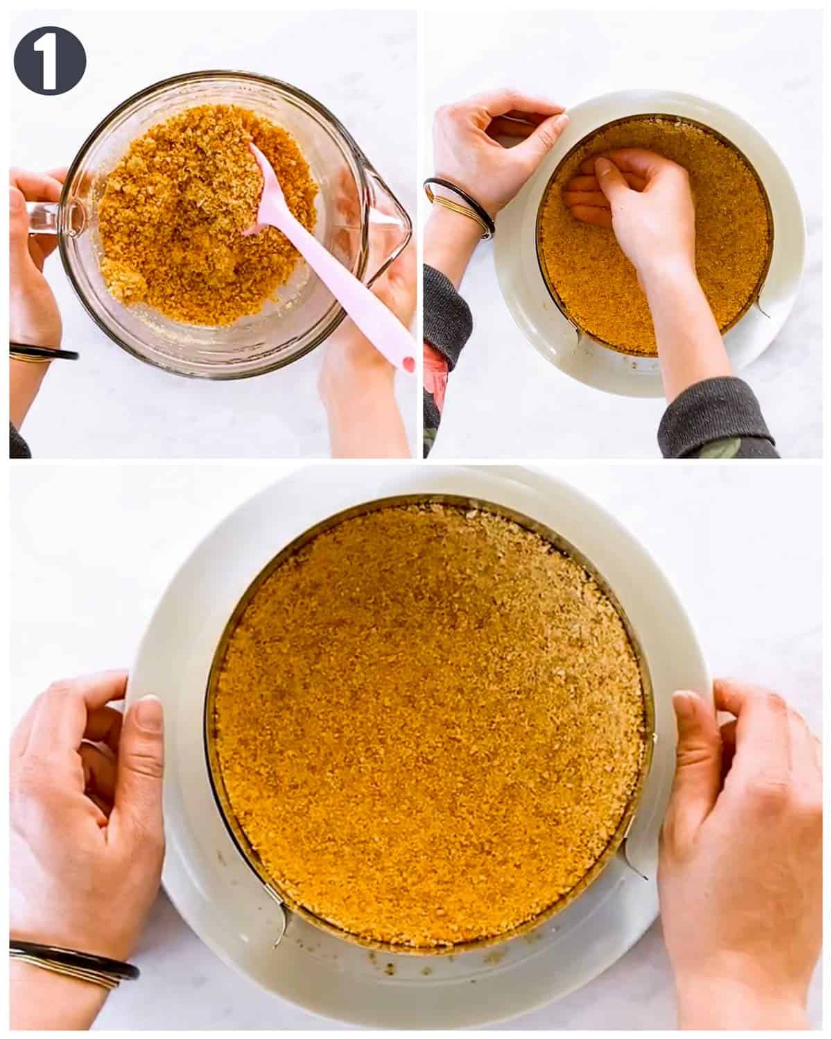 photo collage to show how to make graham cracker crust