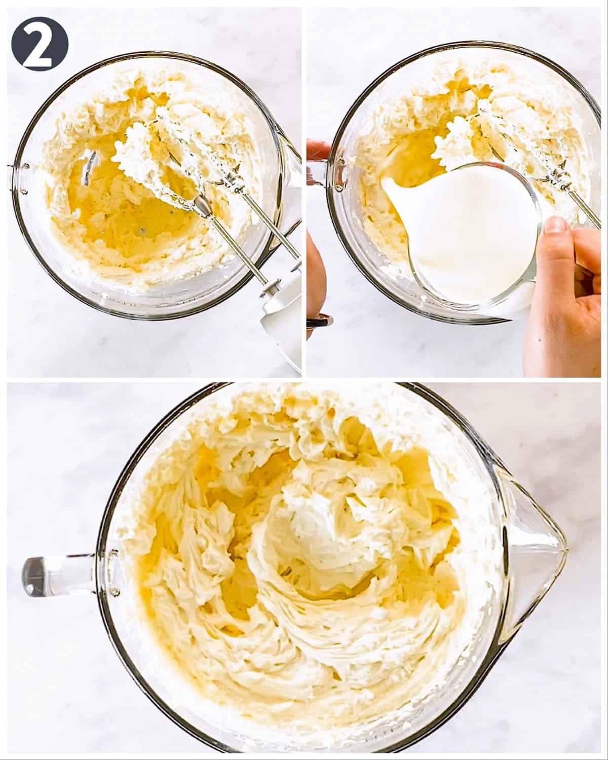 photo collage to show how to make no bake cheesecake filling